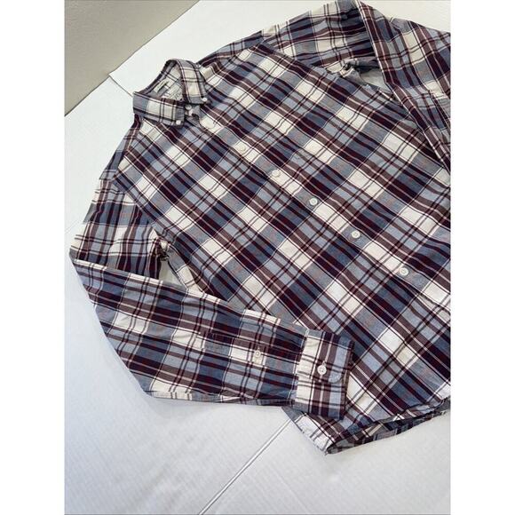 Sewn For J. Crew Cotton Classic Plaid Button-Up Shirt Men’s Blue White Red Sz S - Picture 4 of 12